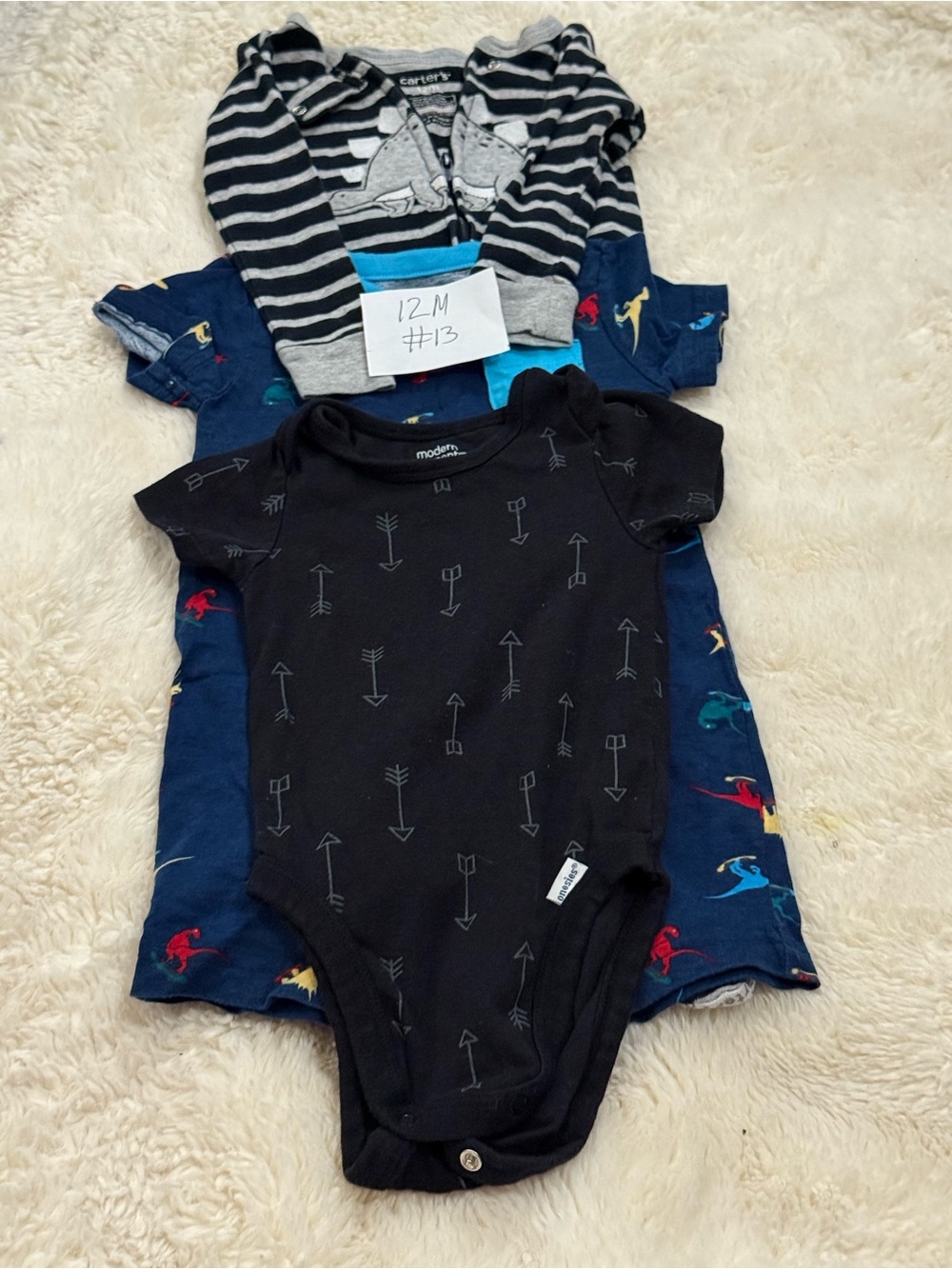 Carter's Black & Navy Baby One-Piece Bodysuit Set